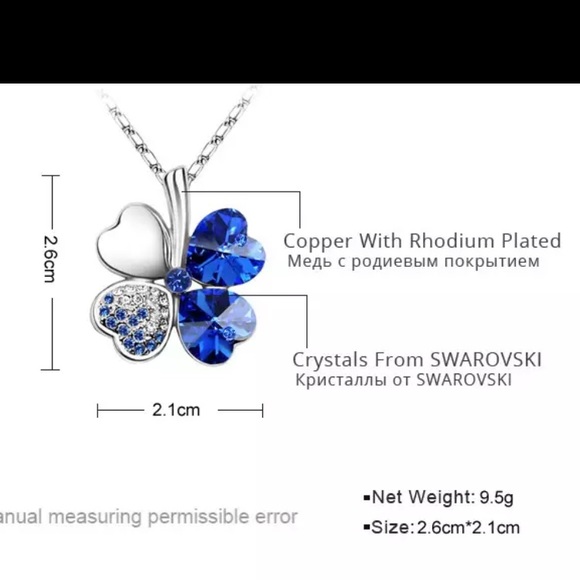 (Last 1) Red Four Heart Clover necklace with crystal elements - Picture 7 of 9